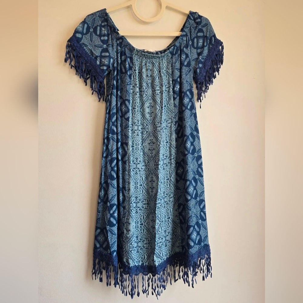 Mason & Belle Blue Dress with Fringe Size M